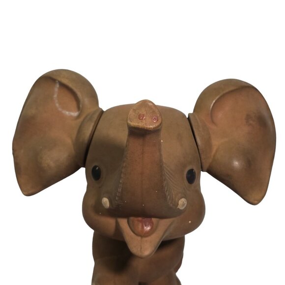 TUSKY the Elephant Rempel Toys Latex Rubber Vintage Brown Rubber Baby Ears Move - Picture 4 of 11